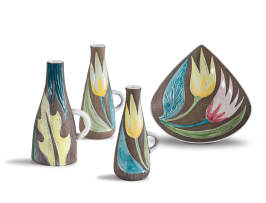 Mari Simmulson; Set of three vases and a plate from the 'Agave' and 'Tulip' series