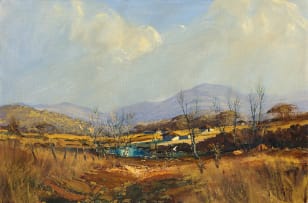 Gerrit Roon; Landscape with Huts and Distant Mountains