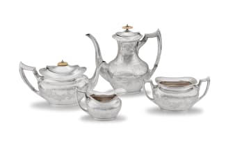 Victorian silver four-piece tea service, Levi & Salaman, Birmingham, 1897