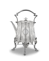 Victorian silver tea kettle-on-stand, Fenton Brothers, Sheffield, 1874