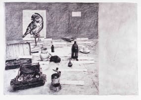 William Kentridge; Table with Sparrow (Right Hand)