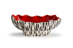 Beswick Pottery; Footed fruit bowl with 'Zebra' pattern