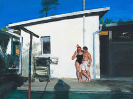 Clare Menck; Bather Couple in a Backyard