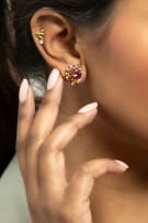 18k rose gold tourmaline cluster earrings