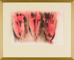 Cecil Skotnes; Three Masks, Red