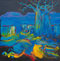 Mark Enslin; Baobab with Elephants