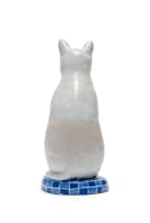 Hylton Nel; A blue and white cat perched on a checkered base