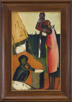 Pranas Domsaitis; Mother and Child Stamping Maize