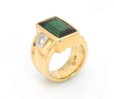 18k two-tone gold tourmaline and diamond ring