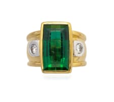 18k two-tone gold tourmaline and diamond ring