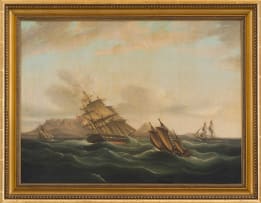 Thomas Buttersworth; Four Ships in Table Bay, Cape of Good Hope