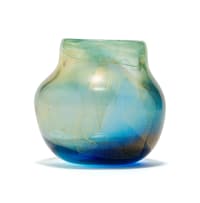 Shirley Cloete bulbous blue and green cased glass vase