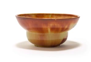 Linn Ware/ Ceramic Studio; Flared broad collar bowl and rose