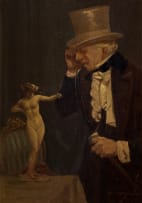 John Ferguson; Gentleman in a Top Hat Viewing a Sculpture