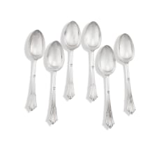 Six Victorian silver Albany pattern tablespoons, Walker & Hall, Sheffield, 1897