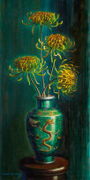 Vladimir Tretchikoff; Chrysanthemums in an Oriental Vase