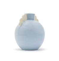 A blue Boch porcelain vase with white scallops