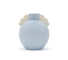 A blue Boch porcelain vase with white scallops