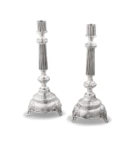 Pair of Russian silver candlesticks