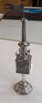 A near pair of sterling silver Judaica spice towers, unmarked