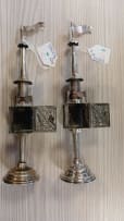 A near pair of sterling silver Judaica spice towers, unmarked