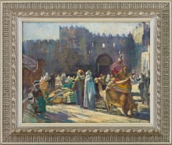 John Henry Amshewitz; Market Square Scene with Figures and Camels