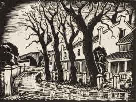 David Botha; Street Scene with Houses and Trees