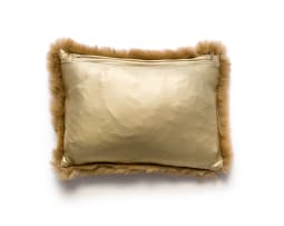 Christopher Peter; Rectangular cushion with Georg Jensen inspired pattern and fur trim