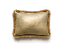 Christopher Peter; Rectangular cushion with Georg Jensen inspired pattern and fur trim