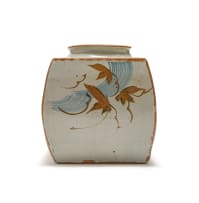 Tim Morris; Pot with brown and blue floral motif