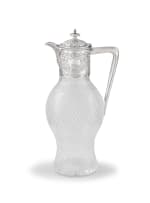 Victorian silver-mounted glass claret jug, Atkin Brothers, Sheffield, 1894