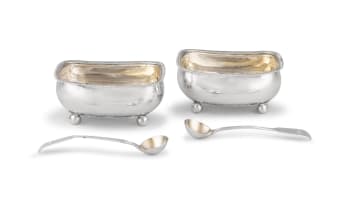 Pair of George III silver salts, maker's marks worn, possibly Thomas Daniel, London, 1809