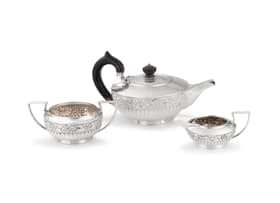 Victorian silver bachelor tea service, Heseler Brothers, London, 1890