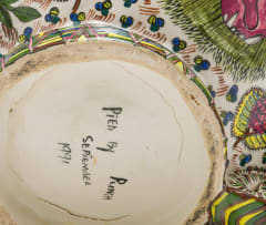 Ardmore Ceramic Studio; Bowl with triform handles and flower and baboon motifs