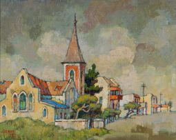 Gregoire Boonzaier; Church with Red Steeple, Old Cape Town