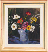 Nita Spilhaus; Flowers in a Blue Vase