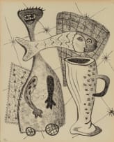 John Dronsfield; Abstract Composition with Figures and Pitcher