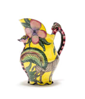 Ardmore Ceramic Studio; Yellow jug with zebra and floral motifs