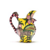 Ardmore Ceramic Studio; Yellow jug with zebra and floral motifs