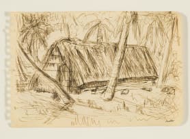 Alexis Preller; Island with Palm Trees Sketch, Seychelles