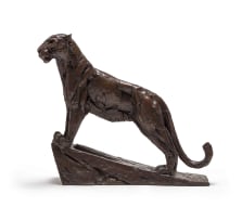 Dylan Lewis; Leopard Standing on a Sloped Base, Maquette (S123)