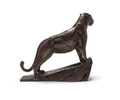 Dylan Lewis; Leopard Standing on a Sloped Base, Maquette (S123)