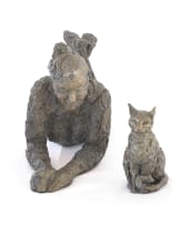 Manuela Holzer; Woman II and Cat III, two