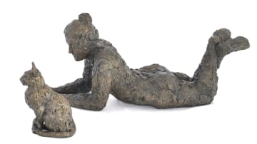 Manuela Holzer; Woman II and Cat III, two