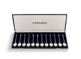 Cased set of replica Tichborne Celebrities silver spoons, Jan-Pierre Dondelinger, South Africa, 1977