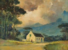 Christopher Tugwell; Landscape with Figure and Cottage