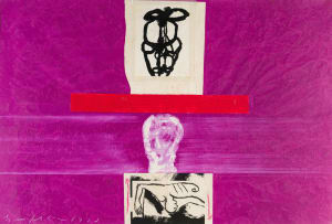 Mimmo Paladino; Untitled (Purple Interior and Abstract Figure)