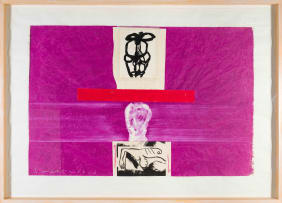 Mimmo Paladino; Untitled (Purple Interior and Abstract Figure)