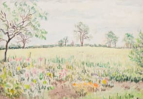 Enslin du Plessis; Landscape with Flowers and Trees