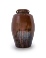 Digby Hoets; Large brown vessel with three handles